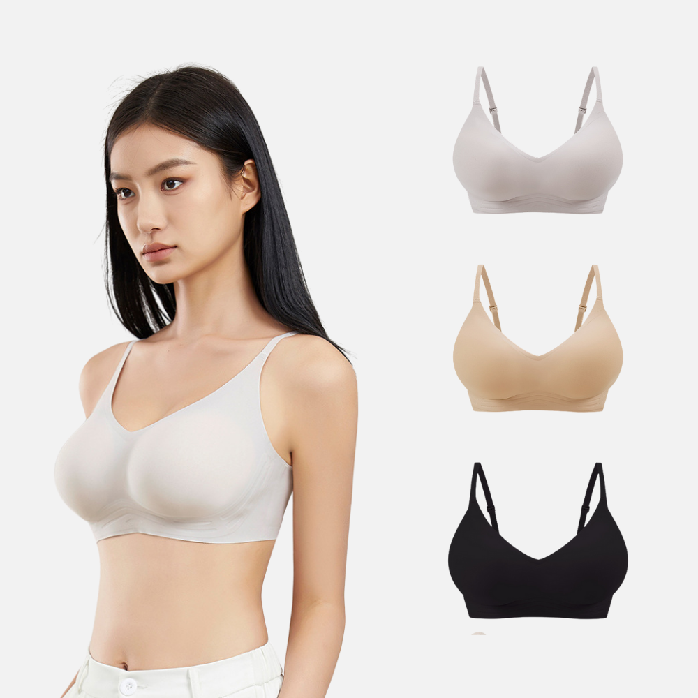 BAREly there - Peachy Pushup Bra Seamless Bra Wireless Push Up Bra Volumn Back Hook