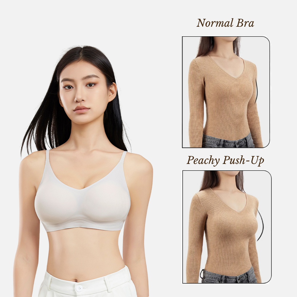 BAREly there - Peachy Pushup Bra Seamless Bra Wireless Push Up Bra Volumn Back Hook